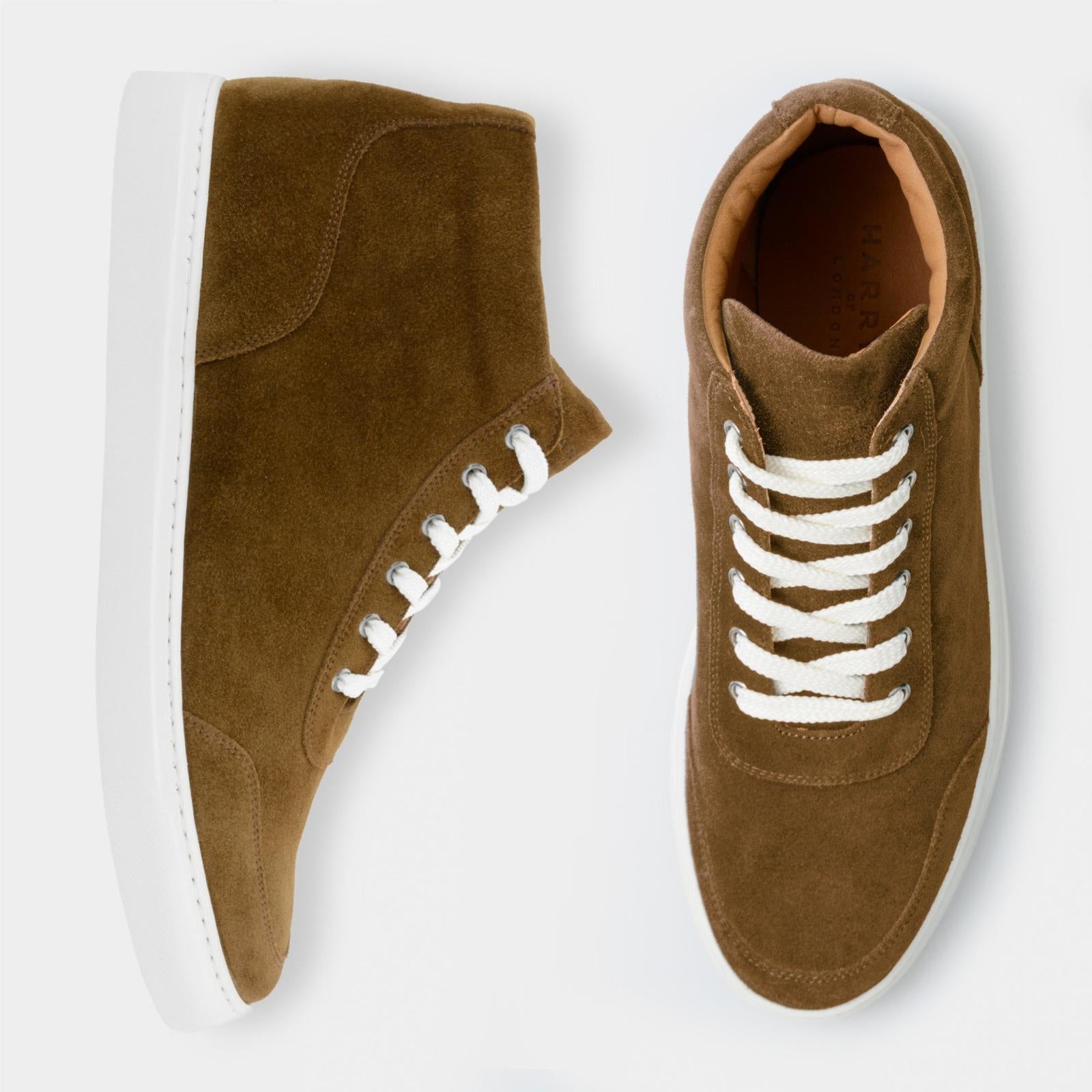 Harrys Of London Nimble high Suede Trainer Chestnut-MALFORD OF LONDON SAVILE ROW MENSWEAR OUTLET