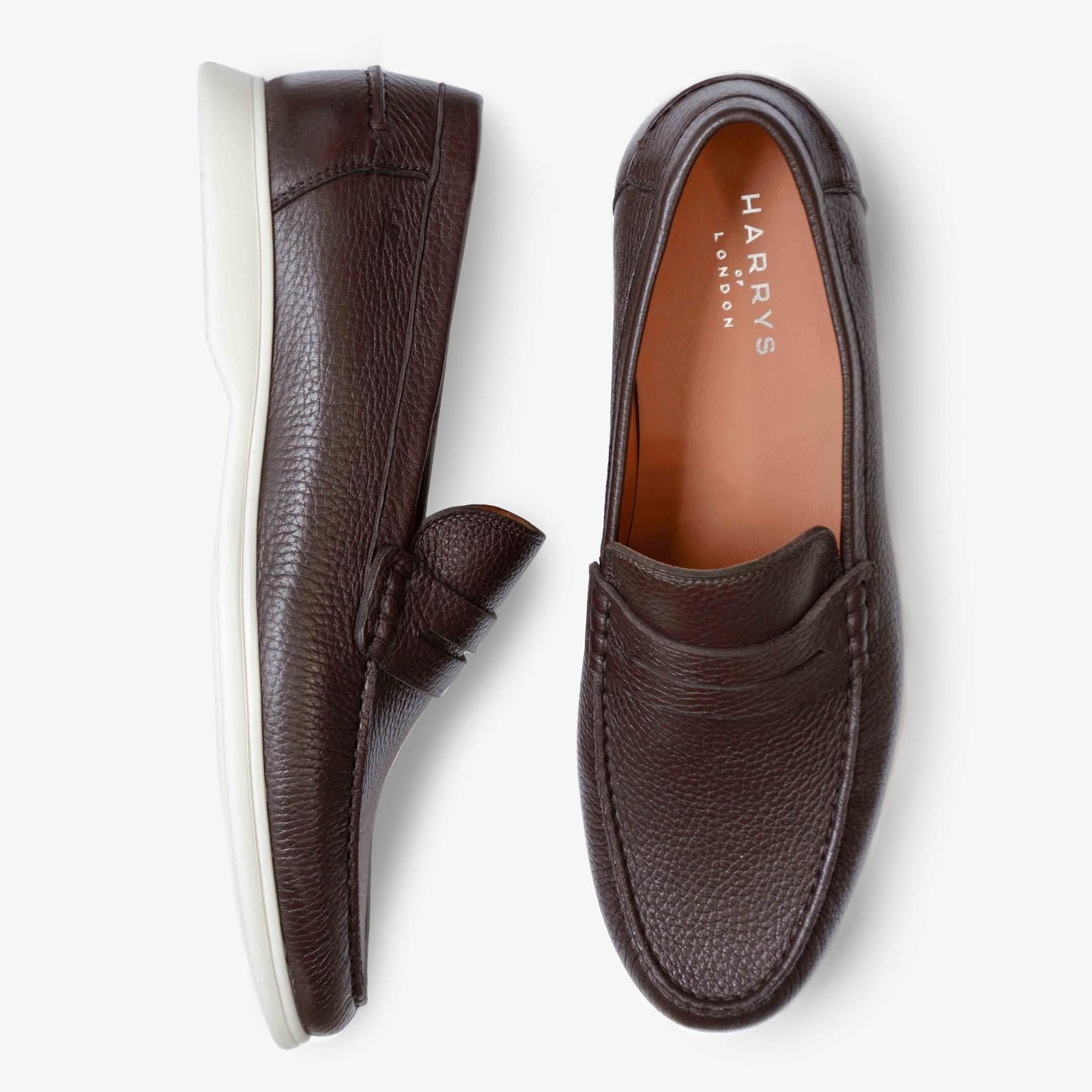 Harrys Of London Port Deerskin Shoe Dark Brown-MALFORD OF LONDON SAVILE ROW MENSWEAR OUTLET