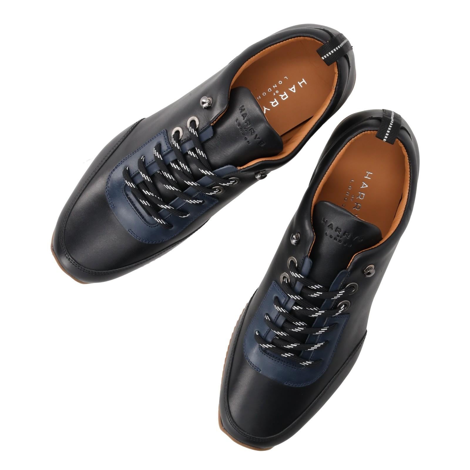 Harrys Of London Speedplay Artisan Calf Shoe Black-Navy-MALFORD OF LONDON SAVILE ROW MENSWEAR OUTLET