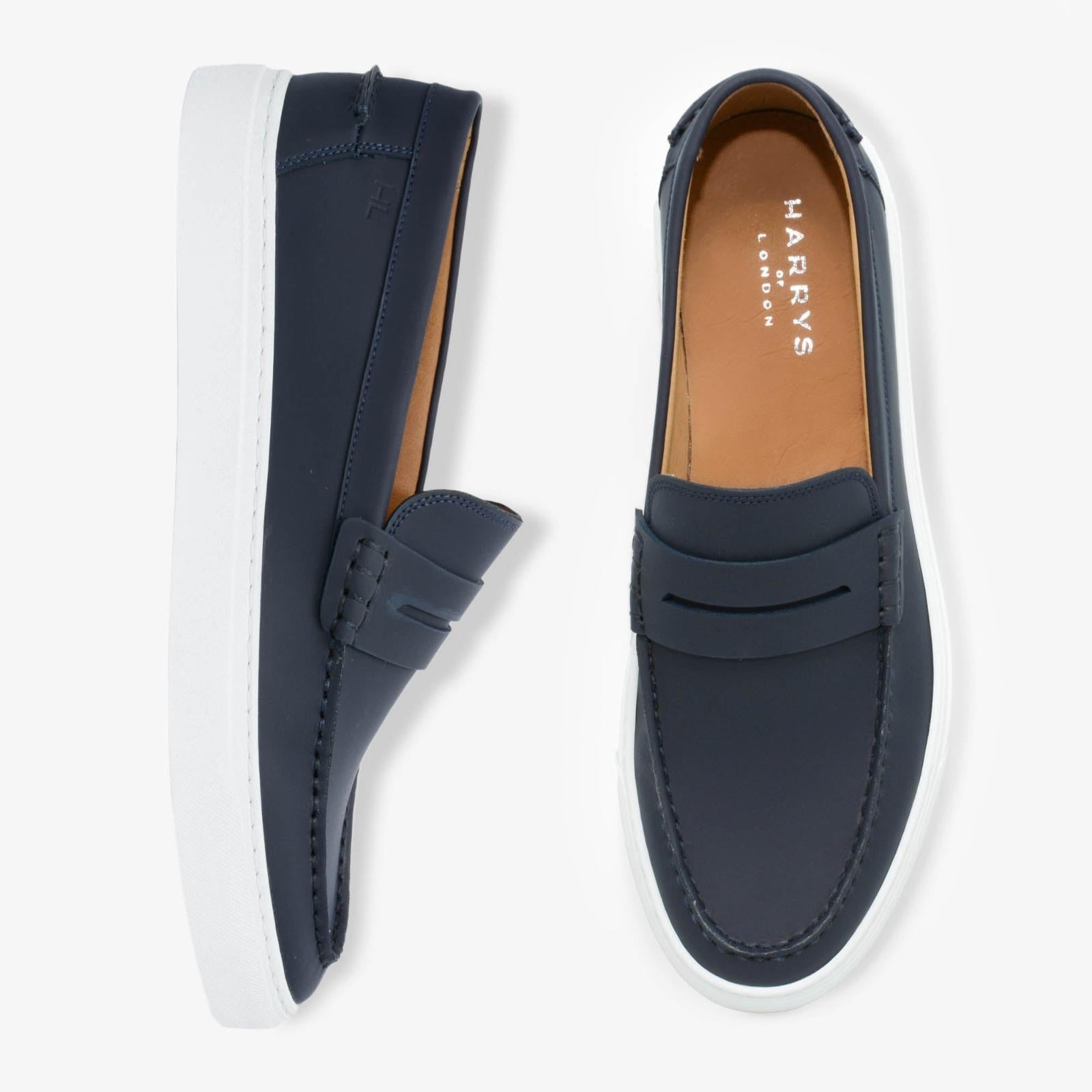 Harrys Of London Starboard Tech Leather Trainer Navy