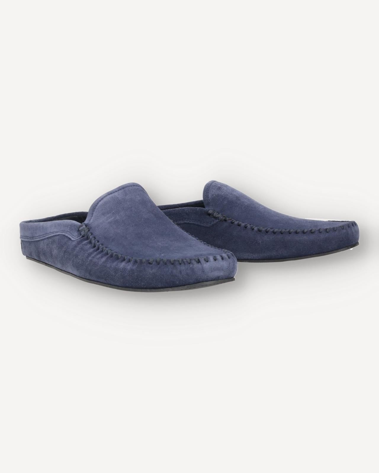 Harrys Of London Suede Jet Slipper Shoe Navy-MALFORD OF LONDON SAVILE ROW MENSWEAR OUTLET