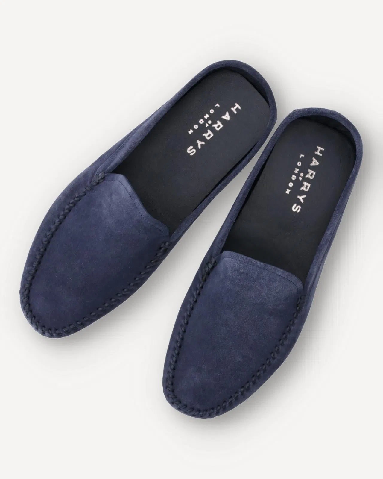 Harrys Of London Suede Jet Slipper Shoe Navy-MALFORD OF LONDON SAVILE ROW MENSWEAR OUTLET