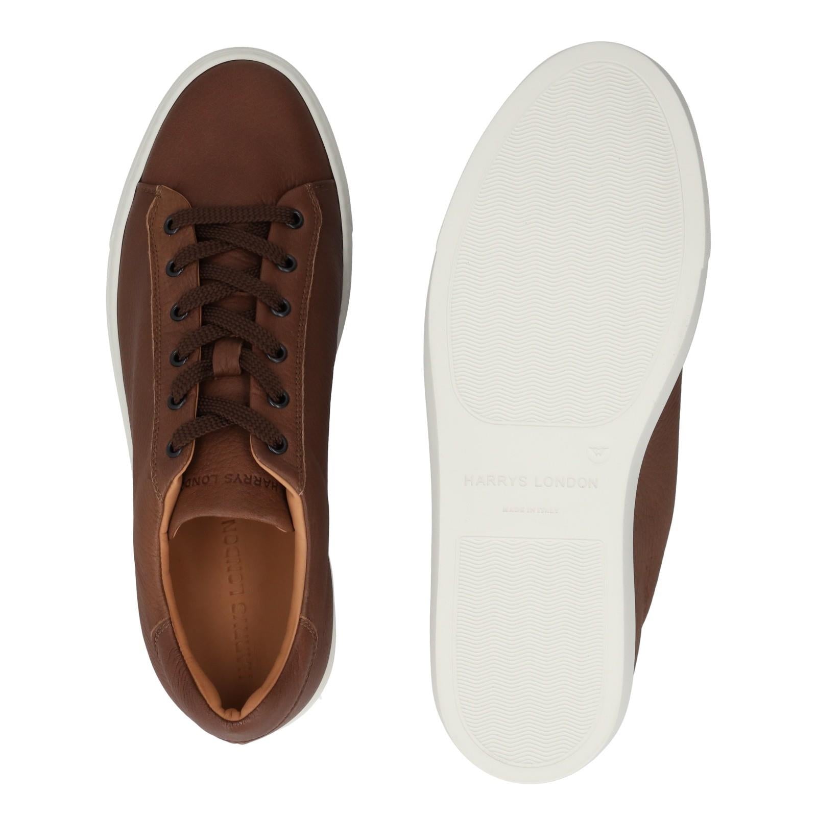 Harrys Of London Thomas P Brushed Deerskin Trainer Walnut-MALFORD OF LONDON SAVILE ROW MENSWEAR OUTLET