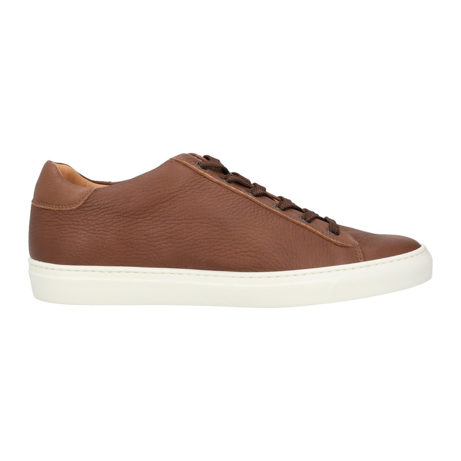 Harrys Of London Thomas P Brushed Deerskin Trainer Walnut-MALFORD OF LONDON SAVILE ROW MENSWEAR OUTLET