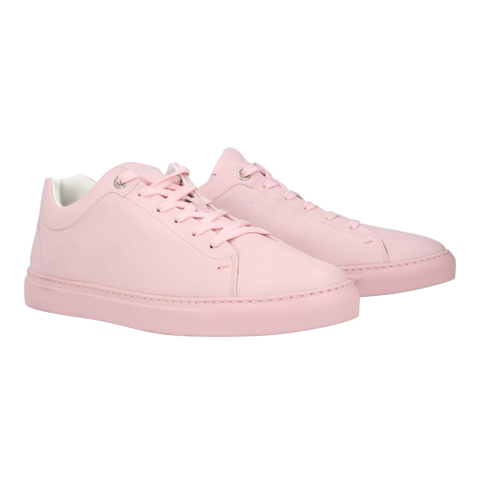 Harrys Of London Tom Nappa Leather Trainer Pink-MALFORD OF LONDON SAVILE ROW MENSWEAR OUTLET