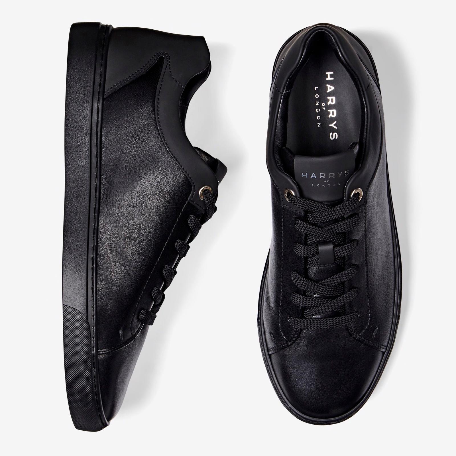 Harrys Of London Tom Nappa Leather/Tech Trainer Black-MALFORD OF LONDON SAVILE ROW MENSWEAR OUTLET