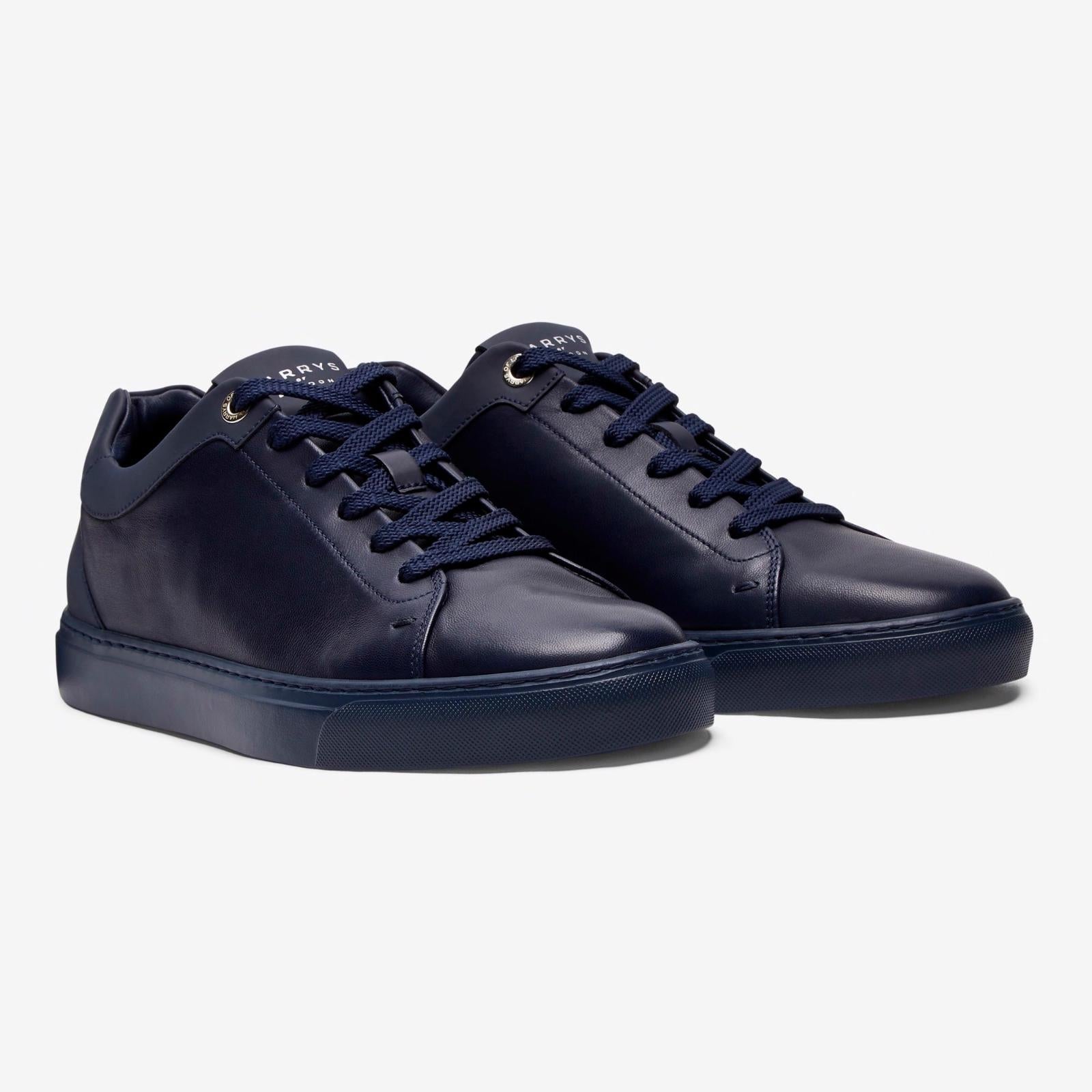 Harrys Of London Tom Nappa Leather/Tech Trainer Navy-MALFORD OF LONDON SAVILE ROW MENSWEAR OUTLET