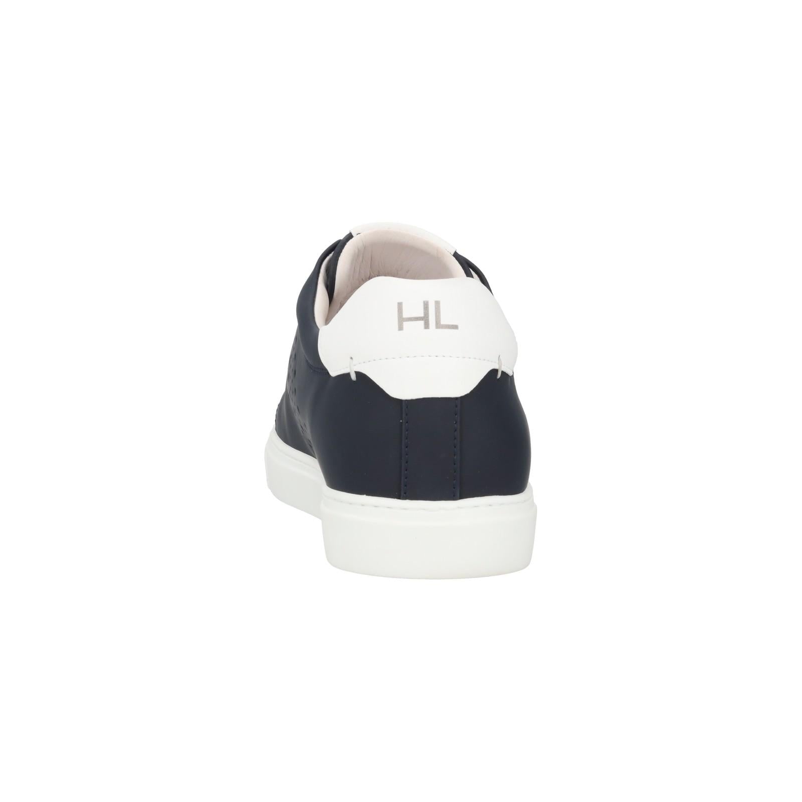 Harrys Of London Track Tech Leather Trainer Navy/White-MALFORD OF LONDON SAVILE ROW MENSWEAR OUTLET