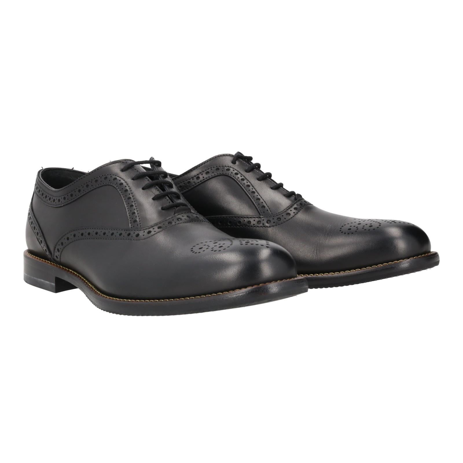 Harrys Of London Trillion Leather Brogue Black-MALFORD OF LONDON SAVILE ROW MENSWEAR OUTLET