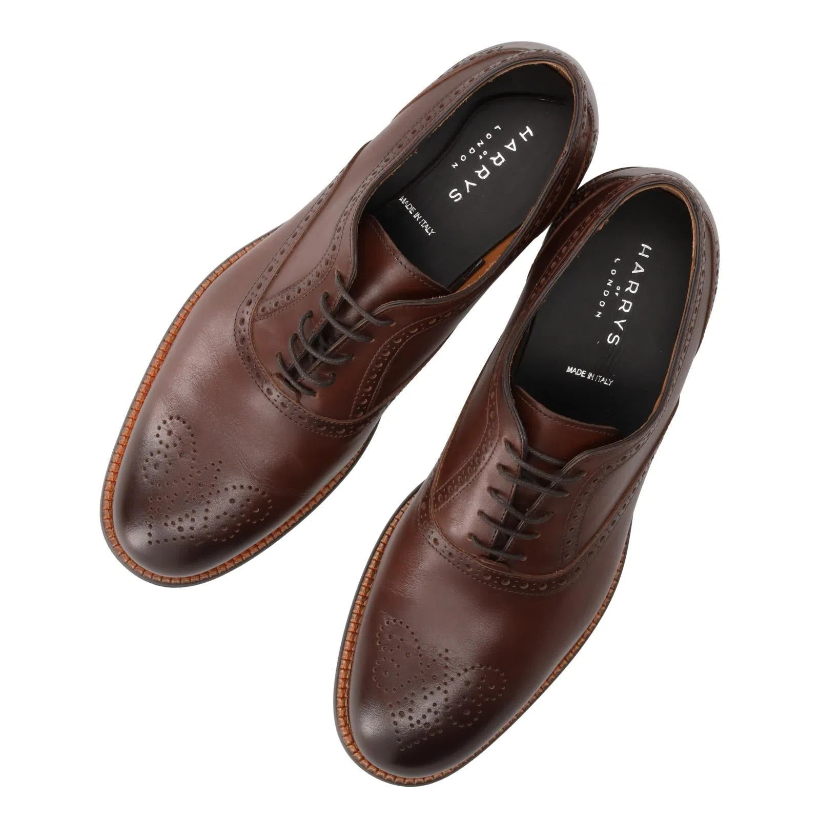 Harrys Of London Trillion Leather Brogue Dark Brown-MALFORD OF LONDON SAVILE ROW MENSWEAR OUTLET