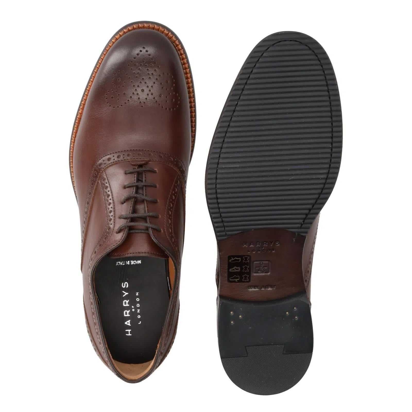 Harrys Of London Trillion Leather Brogue Dark Brown-MALFORD OF LONDON SAVILE ROW MENSWEAR OUTLET