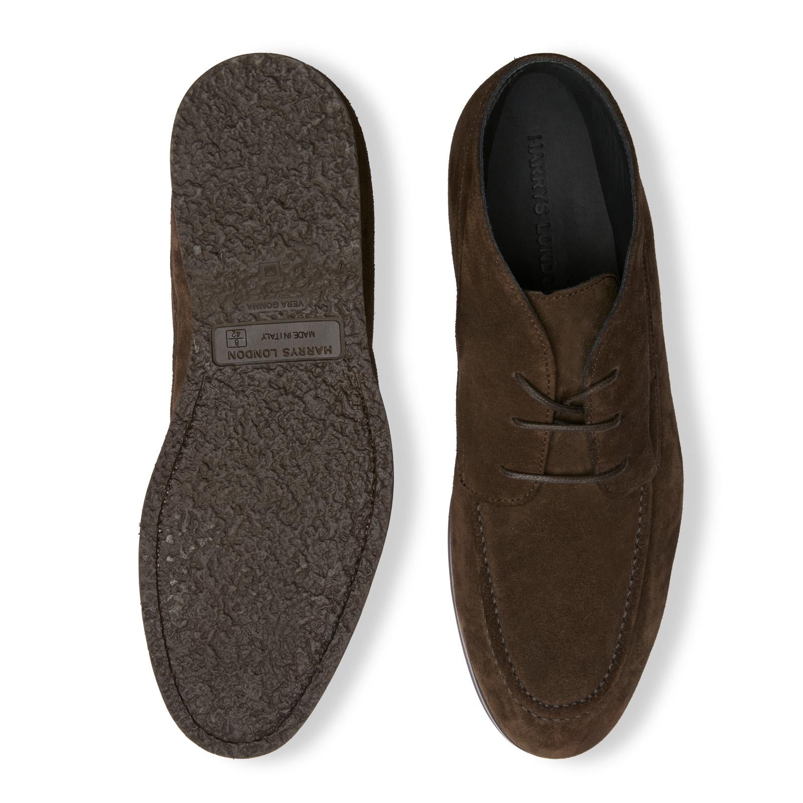 Harrys Of London Walter Suede Espresso Rubber Honey-MALFORD OF LONDON SAVILE ROW MENSWEAR OUTLET