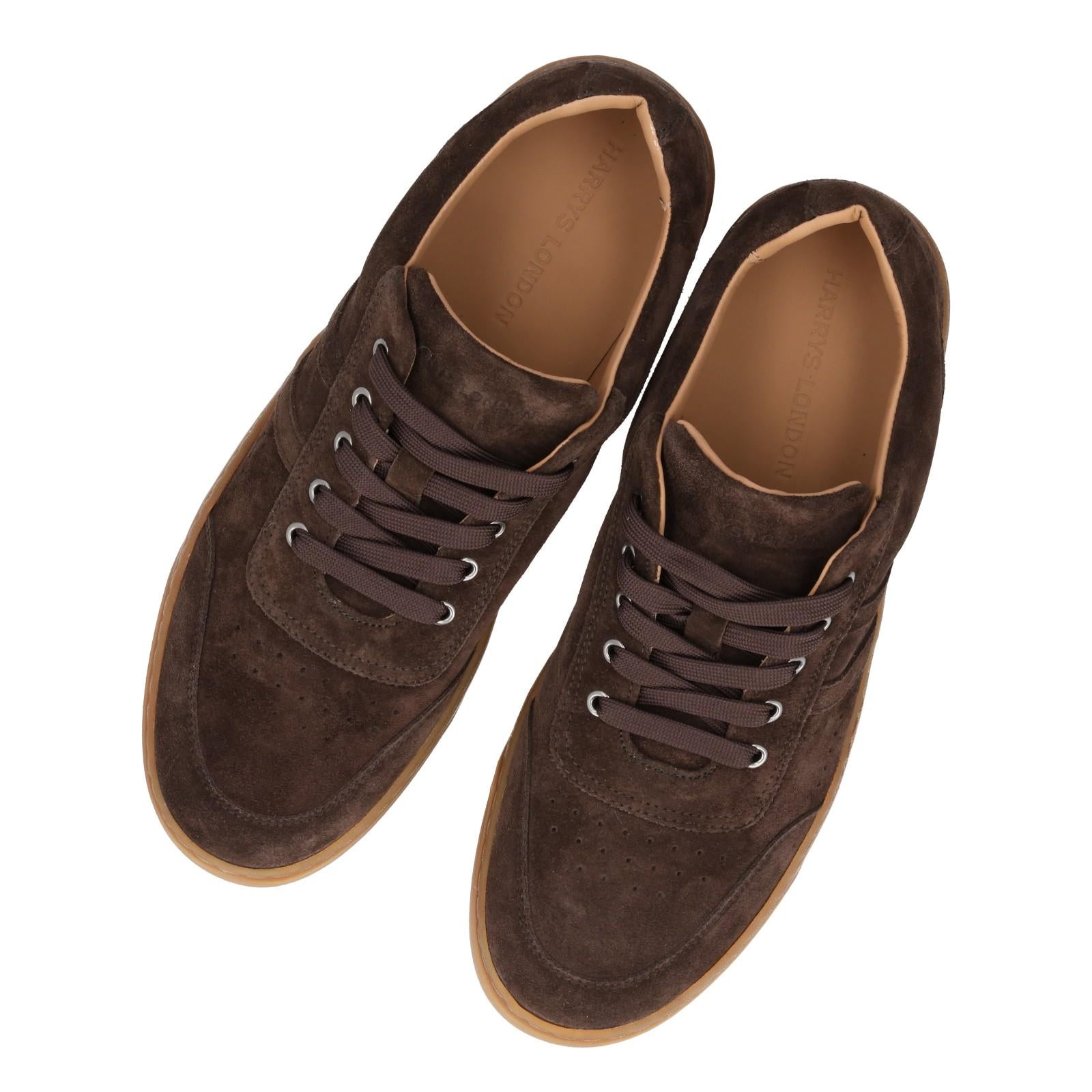 Harrys Of London Warren Suede Trainer Ebony/Honey-MALFORD OF LONDON SAVILE ROW MENSWEAR OUTLET