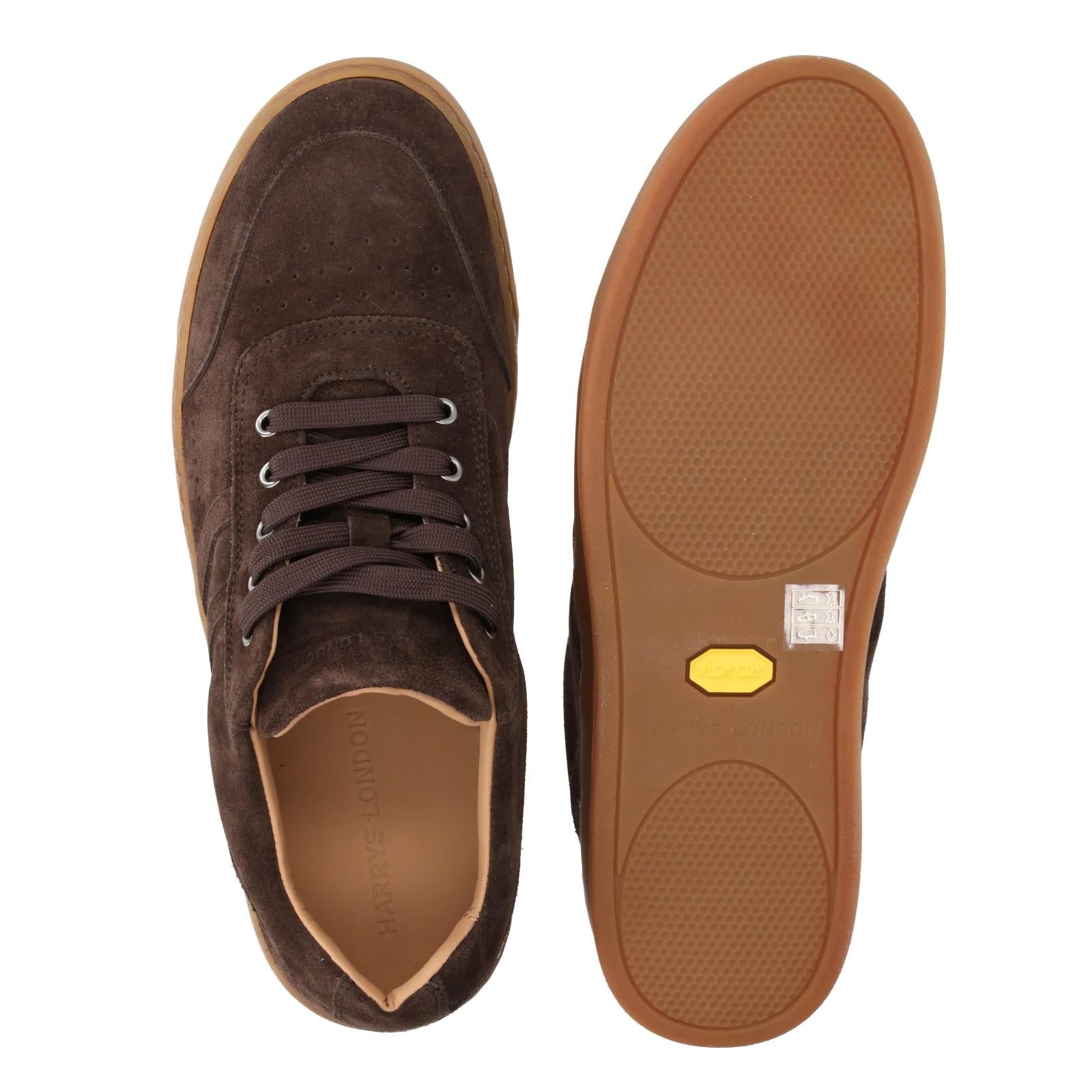 Harrys Of London Warren Suede Trainer Ebony/Honey-MALFORD OF LONDON SAVILE ROW MENSWEAR OUTLET