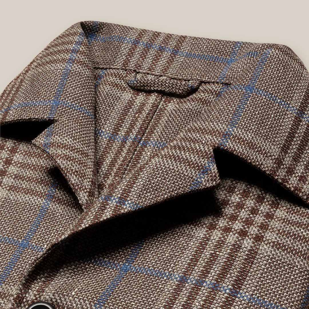 Hopsack Brown Check Overshirt-MALFORD OF LONDON SAVILE ROW MENSWEAR OUTLET