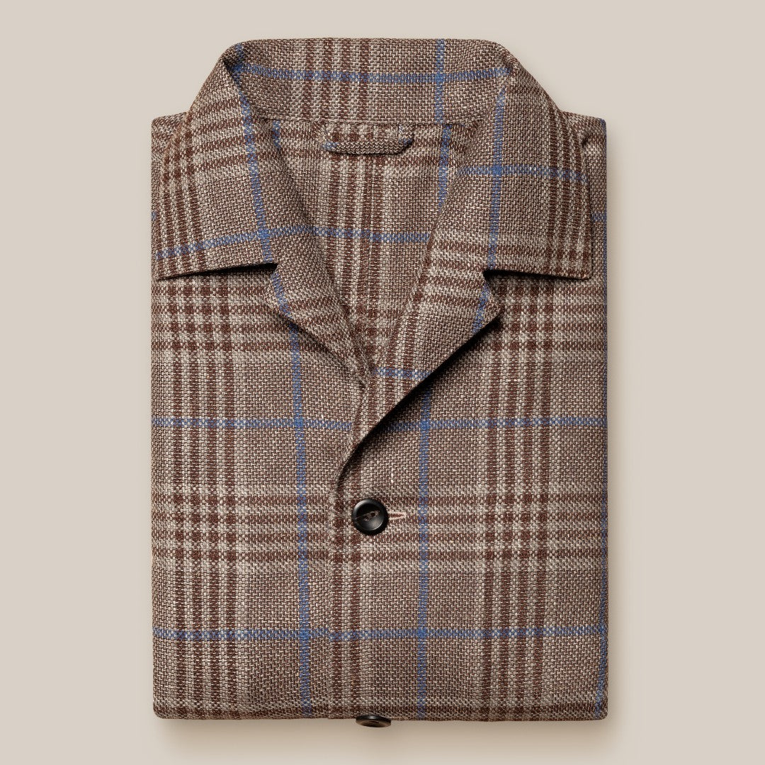 Hopsack Brown Check Overshirt-MALFORD OF LONDON SAVILE ROW MENSWEAR OUTLET