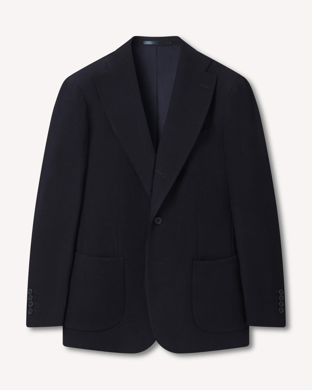 Hopsack Weave Single Breasted Jacket Navy-MALFORD OF LONDON SAVILE ROW MENSWEAR OUTLET