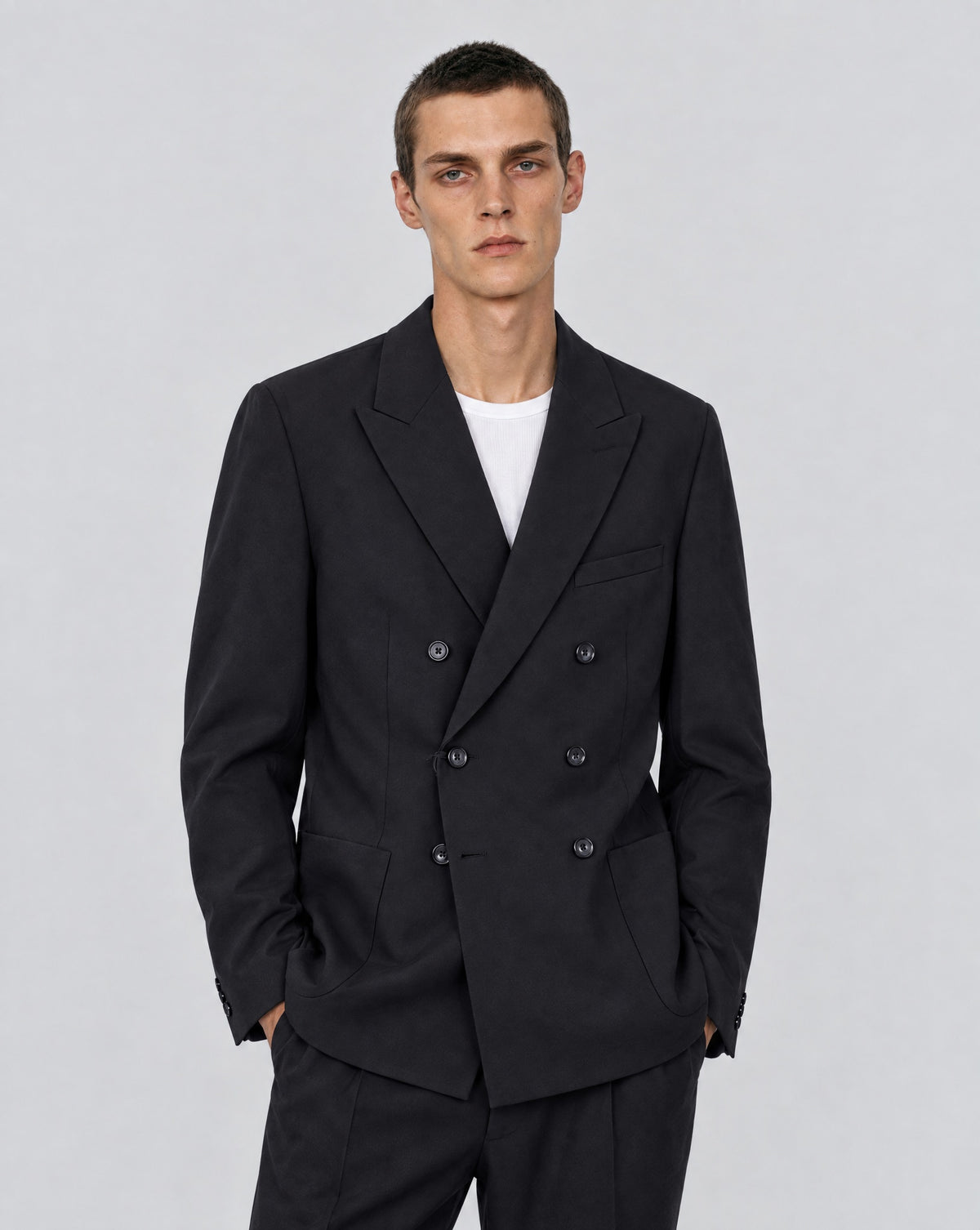 Kilgour Double Breasted Classic Cotton Jacket Black