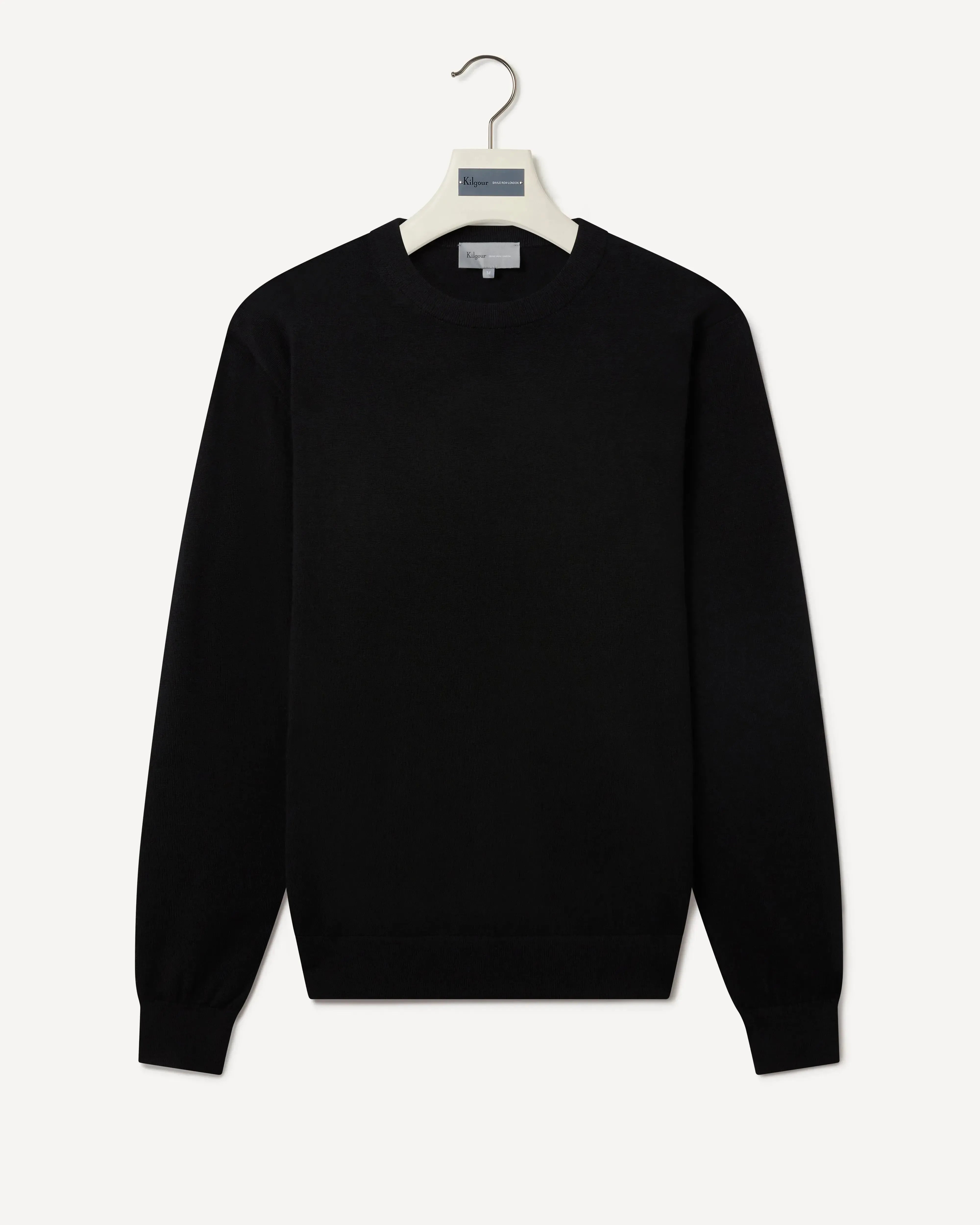 KG Crew-Neck Easy Care Merino BLACK-MALFORD OF LONDON SAVILE ROW MENSWEAR OUTLET