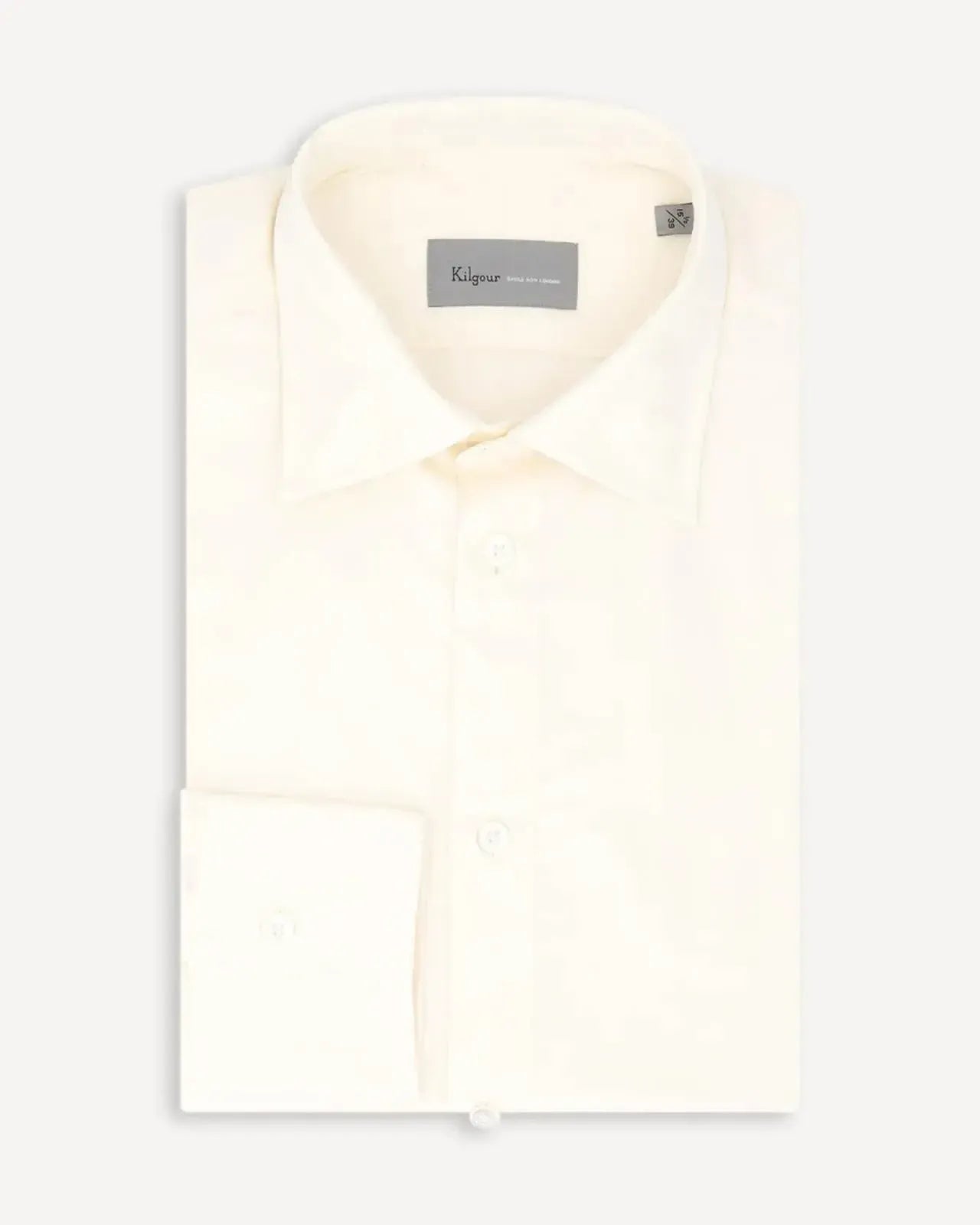KILGOUR Classic Regular Collar Poplin Cotton Shirt - Ivory-MALFORD OF LONDON SAVILE ROW MENSWEAR OUTLET