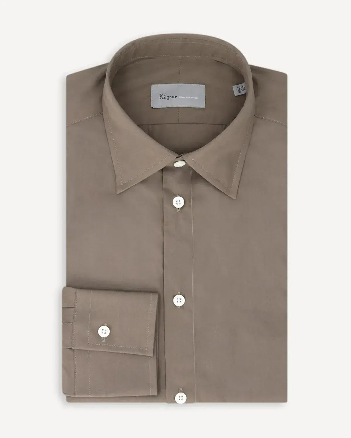 KILGOUR Lightweight Plain Poplin Shirt Olive-MALFORD OF LONDON SAVILE ROW MENSWEAR OUTLET