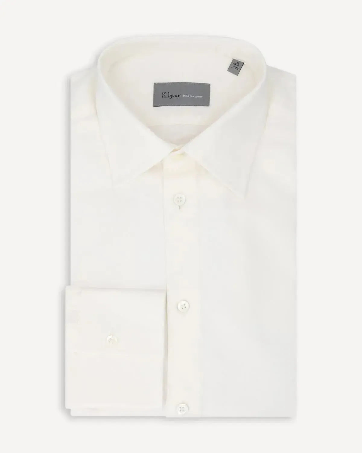 KILGOUR Linen Mix Regular Collar Shirt Ivory-MALFORD OF LONDON SAVILE ROW MENSWEAR OUTLET