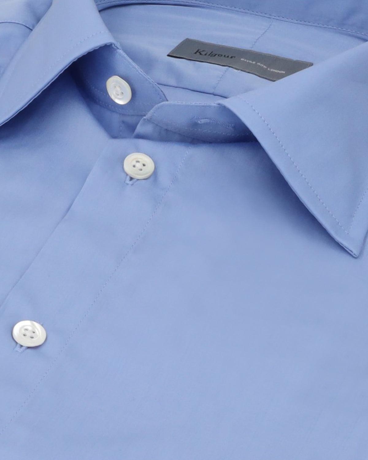 KILGOUR Plain Cotton Poplin Shirt Sky Blue-MALFORD OF LONDON SAVILE ROW MENSWEAR OUTLET