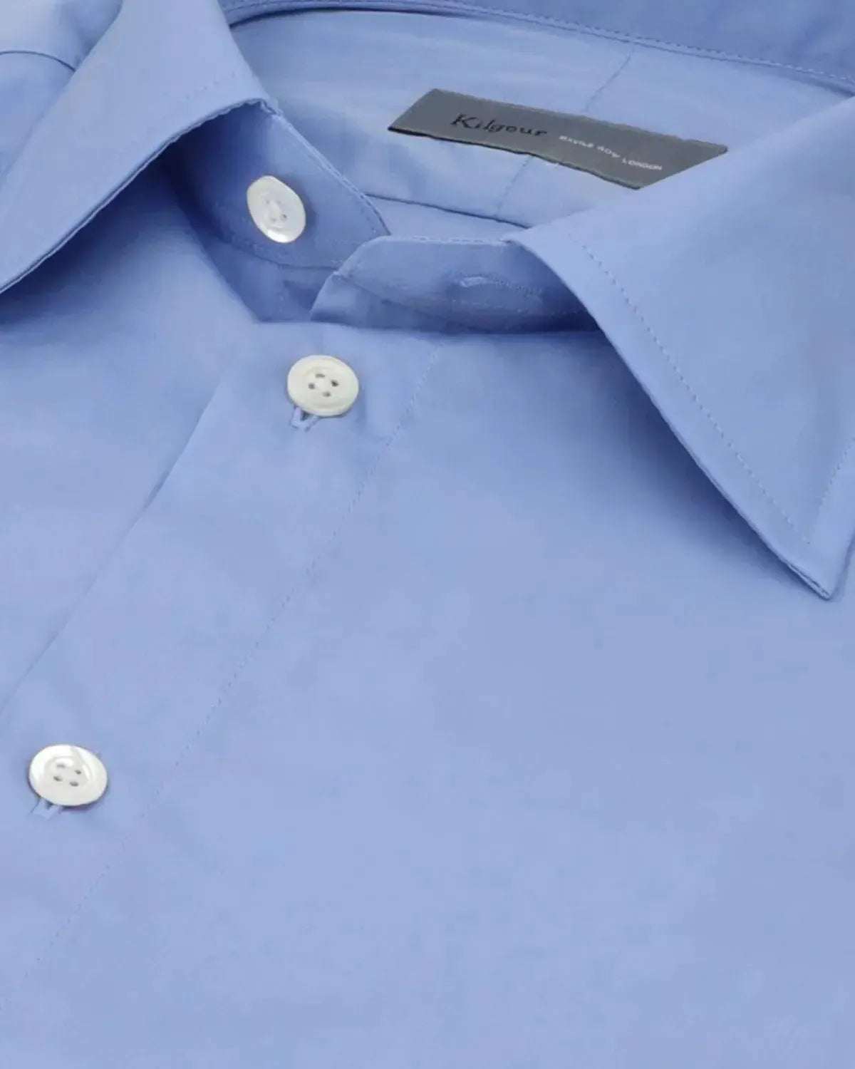 KILGOUR Plain Cotton Poplin Shirt Sky Blue-MALFORD OF LONDON SAVILE ROW MENSWEAR OUTLET