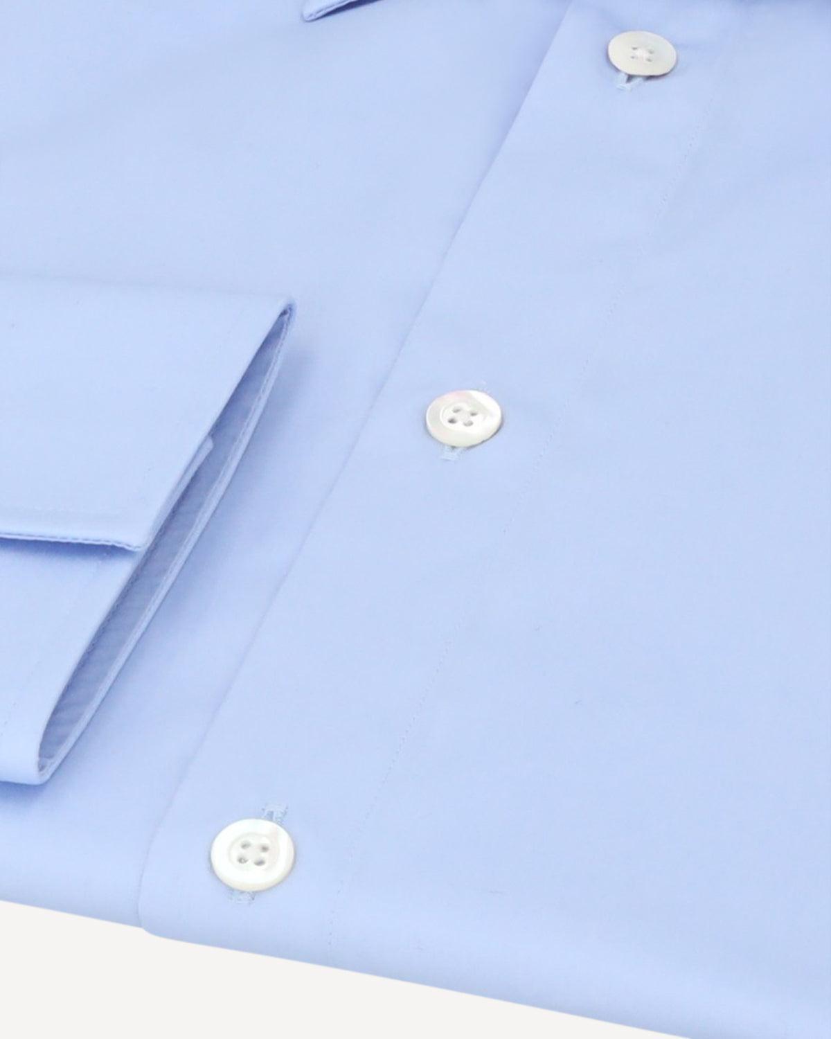 KILGOUR Plain Poplin Cotton Shirt Sky Blue-MALFORD OF LONDON SAVILE ROW MENSWEAR OUTLET