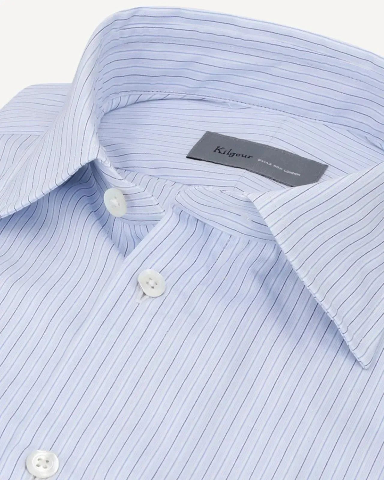 KILGOUR Regular Collar City Stripe Shirt - Blue-MALFORD OF LONDON SAVILE ROW MENSWEAR OUTLET