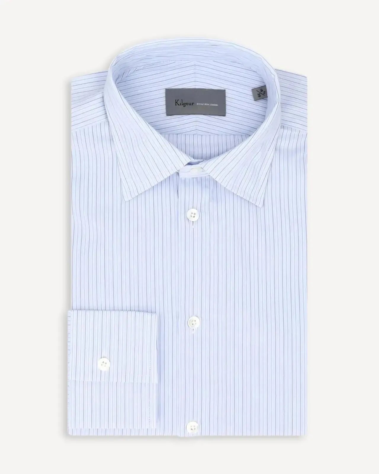 KILGOUR Regular Collar City Stripe Shirt - Blue-MALFORD OF LONDON SAVILE ROW MENSWEAR OUTLET