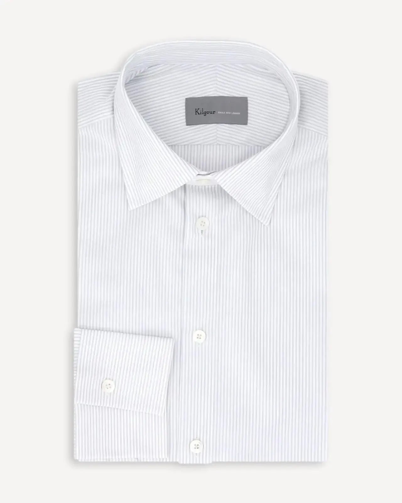 KILGOUR Regular Collar City Stripe Shirt - Sky/White-MALFORD OF LONDON SAVILE ROW MENSWEAR OUTLET