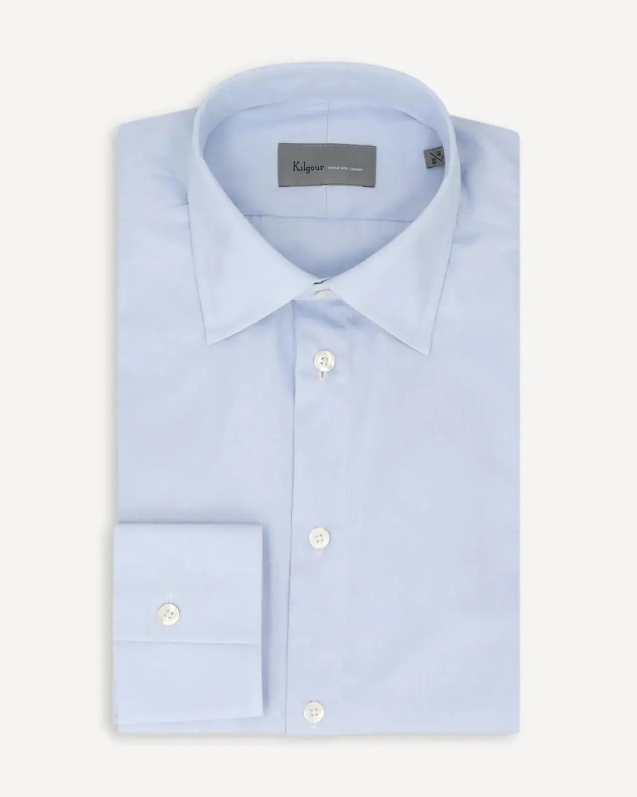 KILGOUR Regular Collar Classic End on End Cotton Shirt - Sky Blue-MALFORD OF LONDON SAVILE ROW MENSWEAR OUTLET