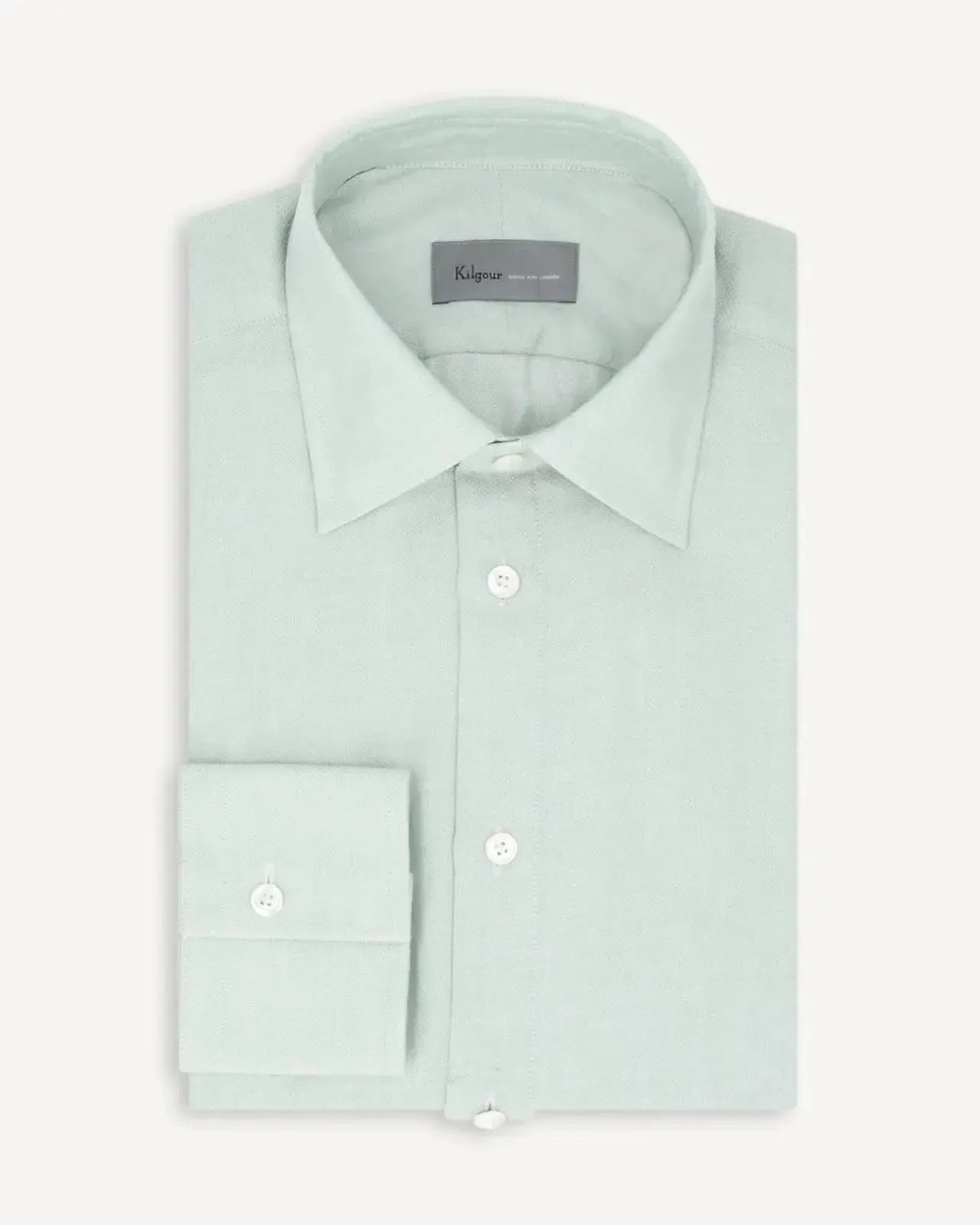 KILGOUR Regular Collar Cotton Silk Shirt - Mint Green-MALFORD OF LONDON SAVILE ROW MENSWEAR OUTLET