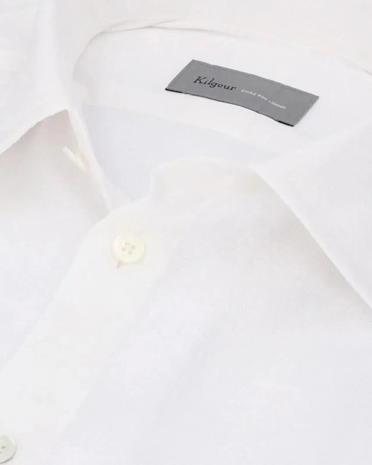 KILGOUR Regular Collar Plain Dobby Cotton Shirt - White-MALFORD OF LONDON SAVILE ROW MENSWEAR OUTLET