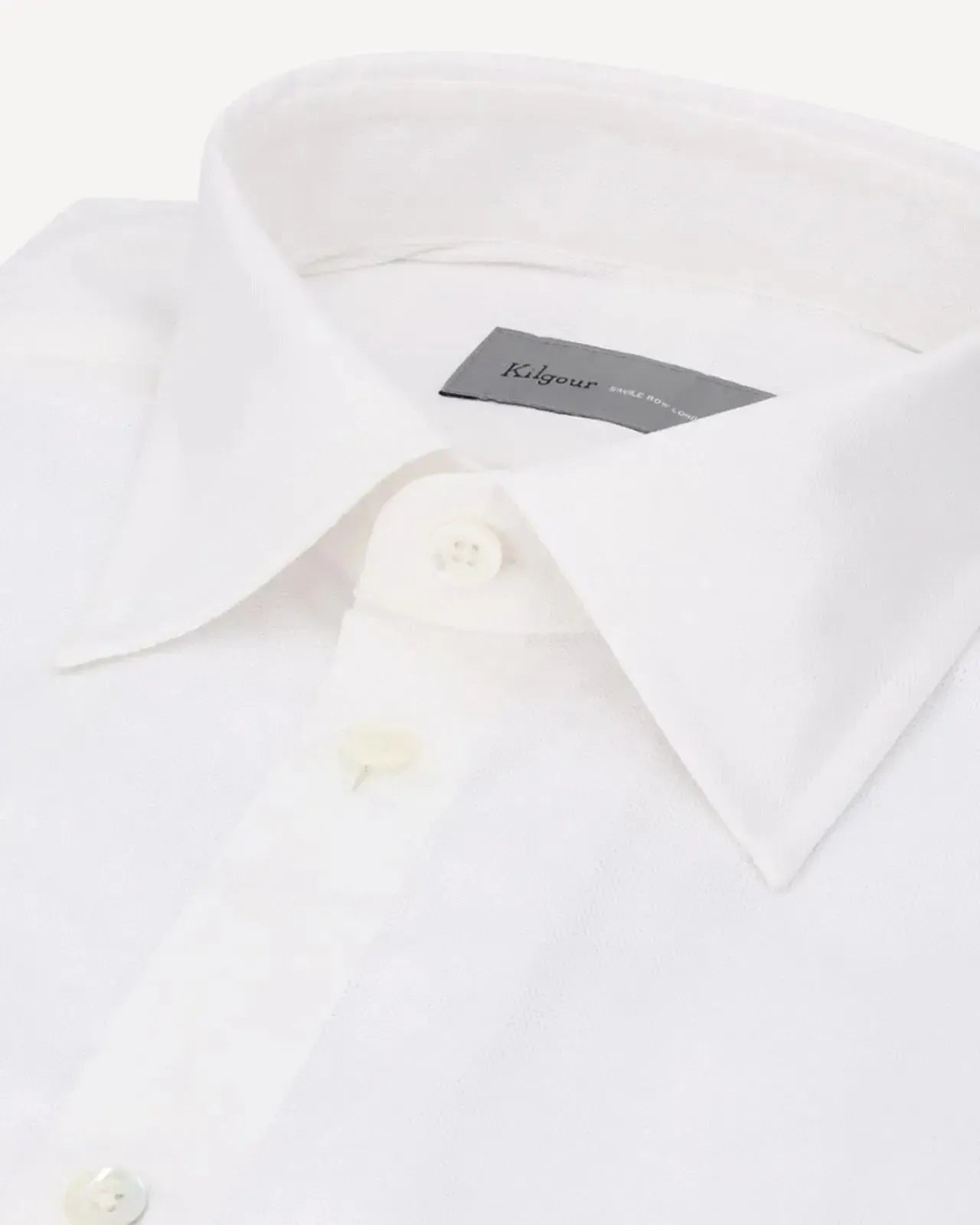 KILGOUR Regular Collar Plain Dobby Cotton Shirt - White-MALFORD OF LONDON SAVILE ROW MENSWEAR OUTLET
