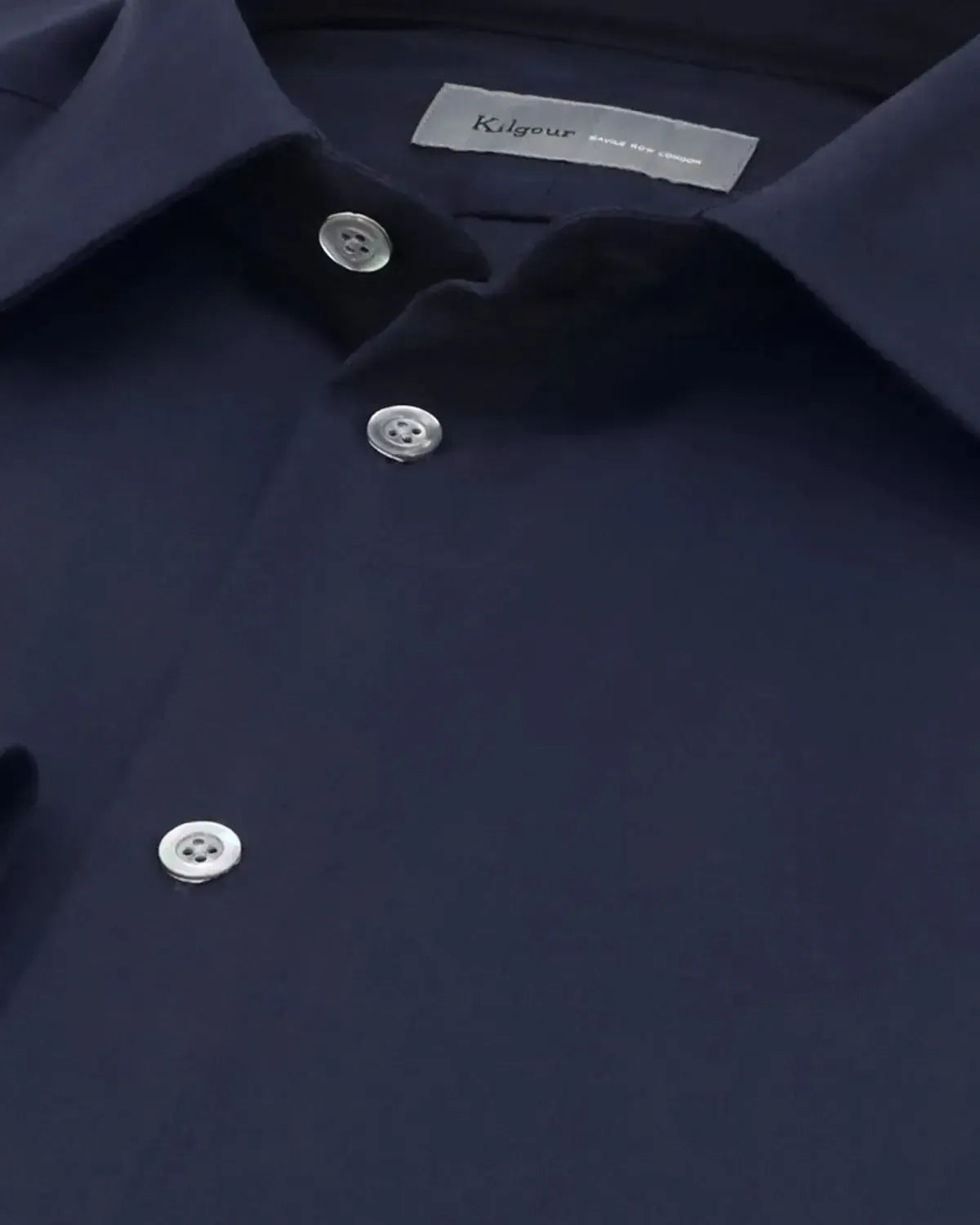 KILGOUR Regular Collar Plain Navy Twill with Single Cuff-MALFORD OF LONDON SAVILE ROW MENSWEAR OUTLET