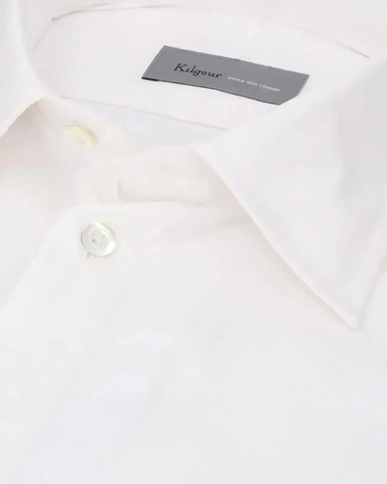 KILGOUR Regular Collar Plain Poplin Cotton Shirt - White-MALFORD OF LONDON SAVILE ROW MENSWEAR OUTLET