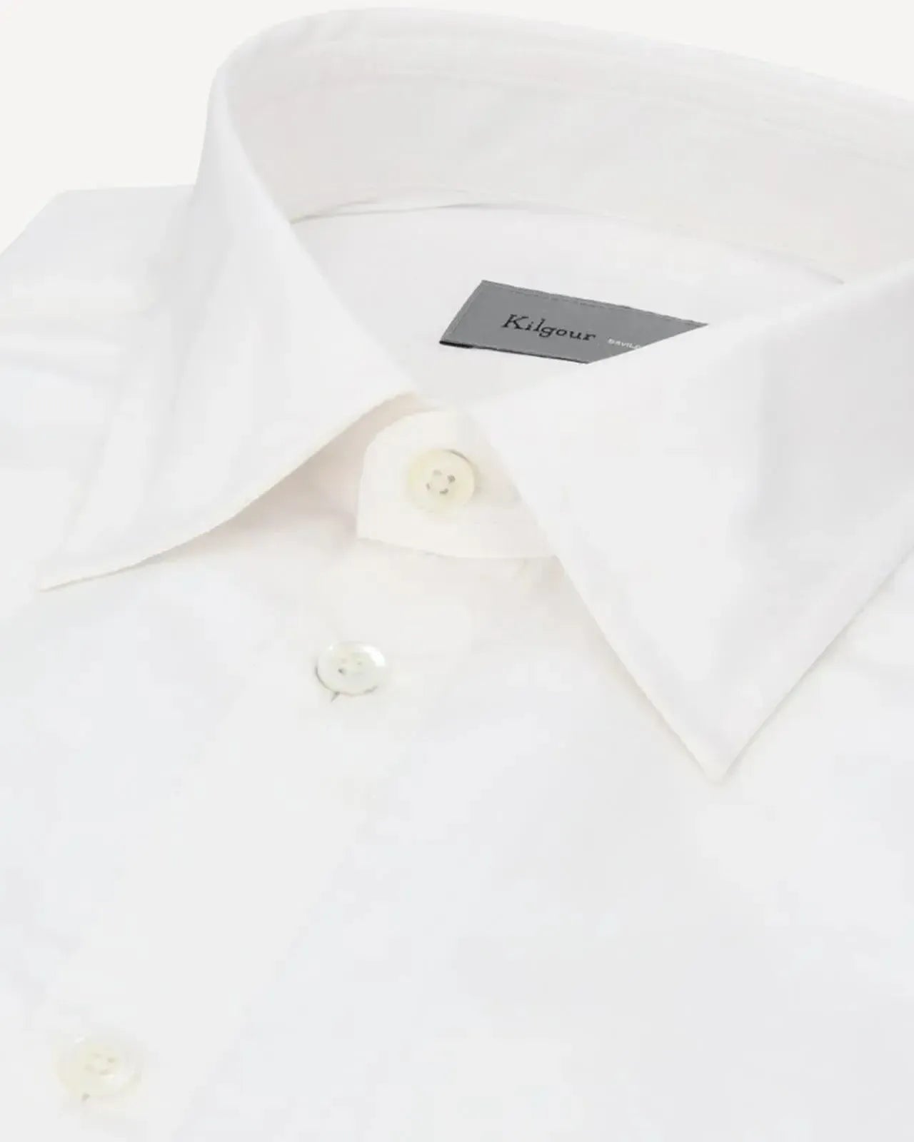 KILGOUR Regular Collar Plain Poplin Cotton Shirt - White-MALFORD OF LONDON SAVILE ROW MENSWEAR OUTLET