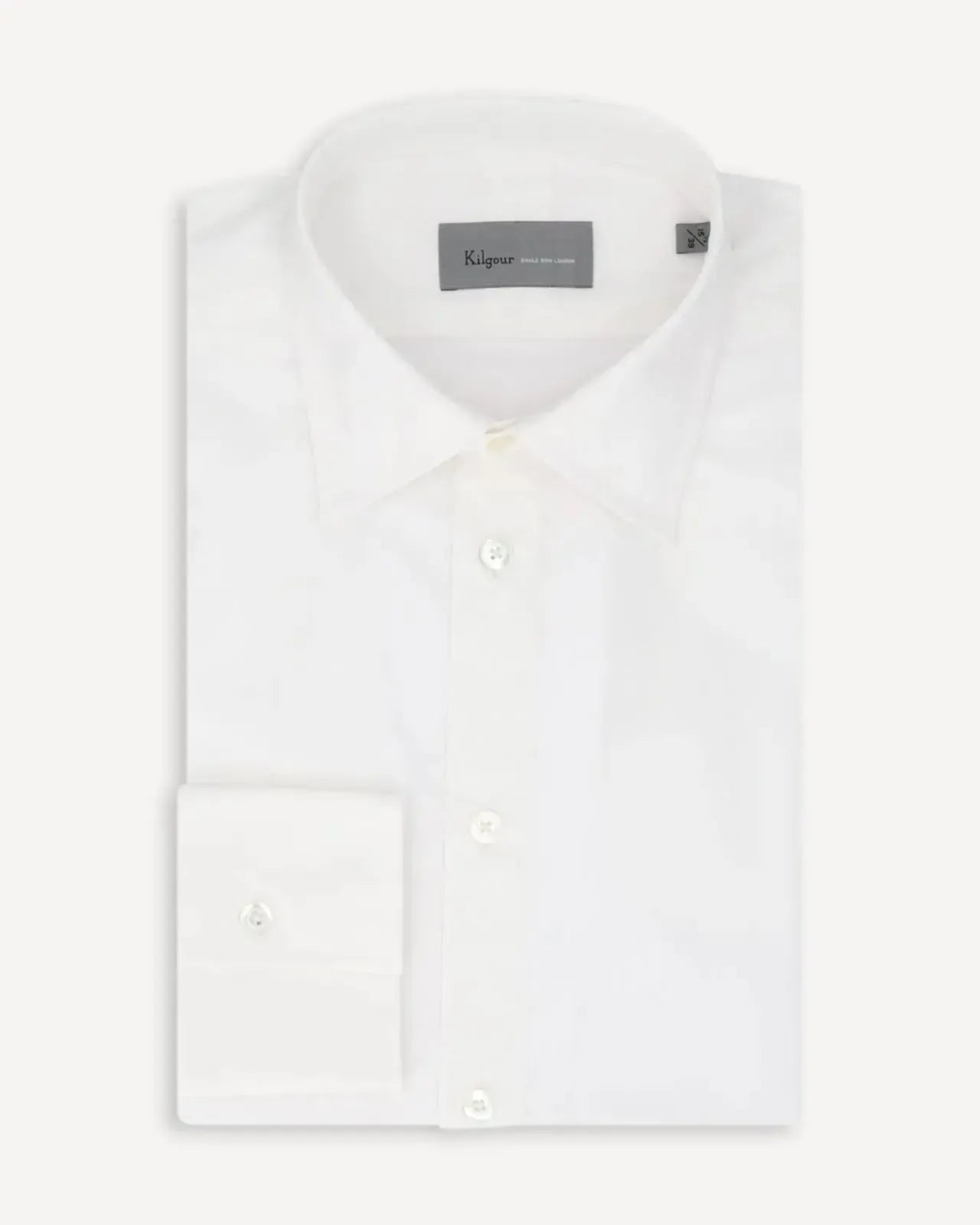 KILGOUR Regular Collar Plain Poplin Cotton Shirt - White-MALFORD OF LONDON SAVILE ROW MENSWEAR OUTLET