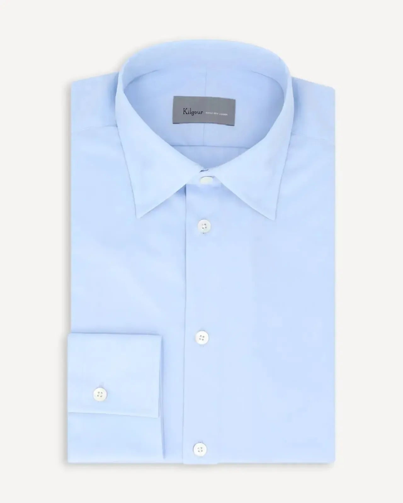 KILGOUR Regular Collar Poplin Cotton Shirt - Sky Blue-MALFORD OF LONDON SAVILE ROW MENSWEAR OUTLET