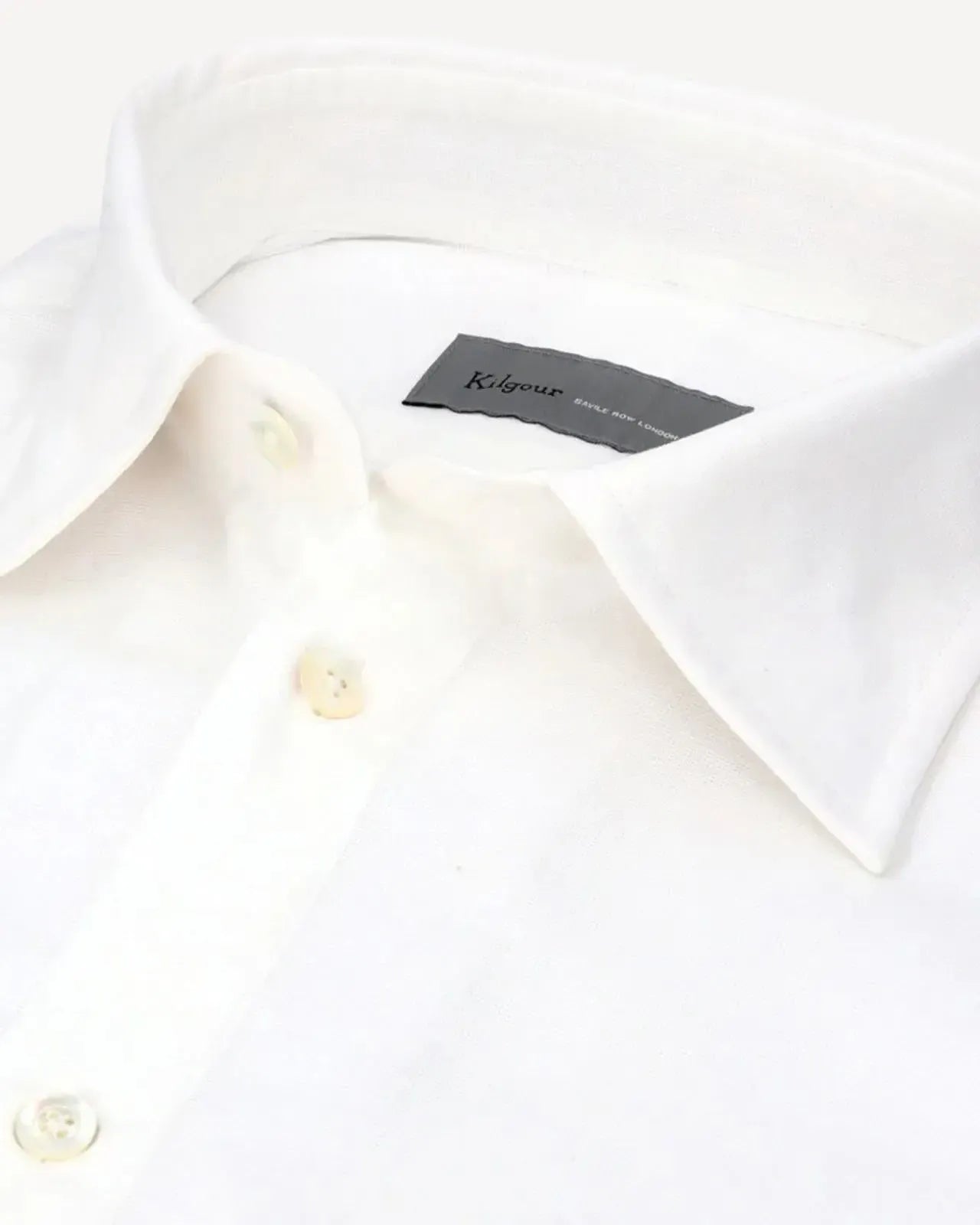 KILGOUR Regular Collar Poplin Cotton Shirt - White-MALFORD OF LONDON SAVILE ROW MENSWEAR OUTLET