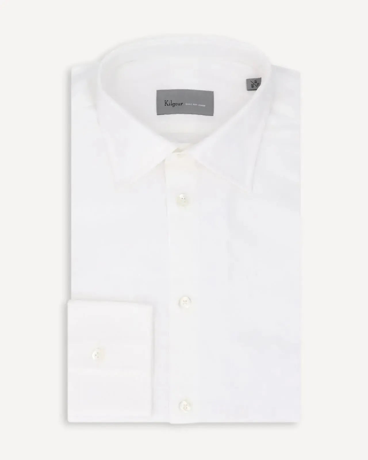 KILGOUR Regular Collar Poplin Cotton Shirt - White-MALFORD OF LONDON SAVILE ROW MENSWEAR OUTLET