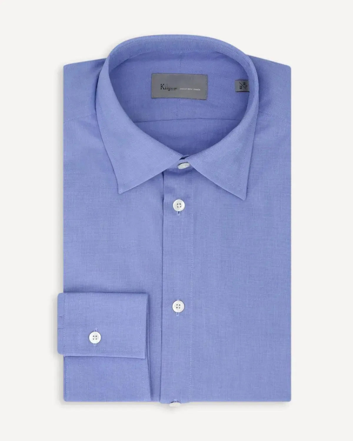 KILGOUR Regular Collar Single Cuff End on End Cotton Shirt-MALFORD OF LONDON SAVILE ROW MENSWEAR OUTLET