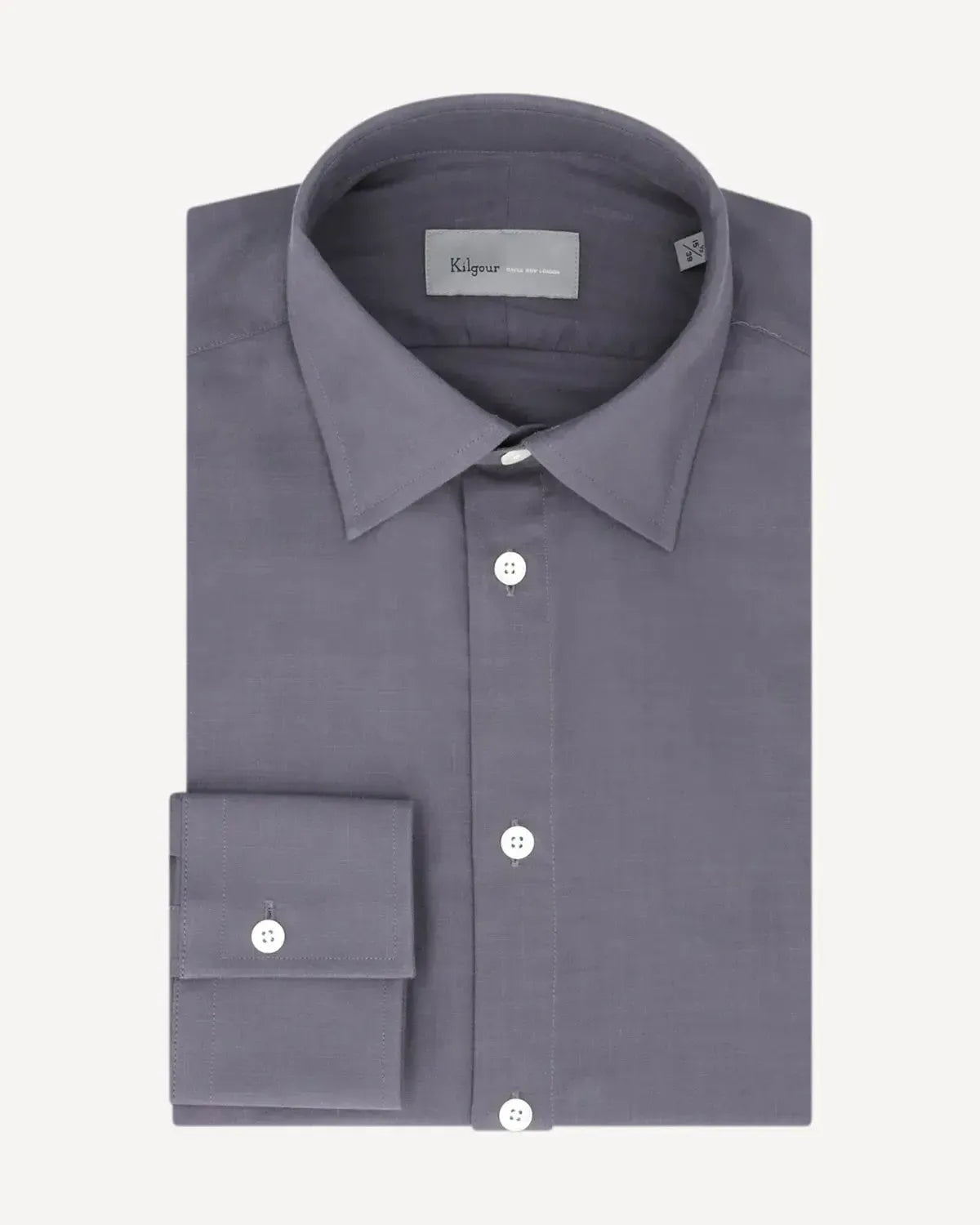 KILGOUR Regular Collar Single Cuff Shirt Slate-MALFORD OF LONDON SAVILE ROW MENSWEAR OUTLET