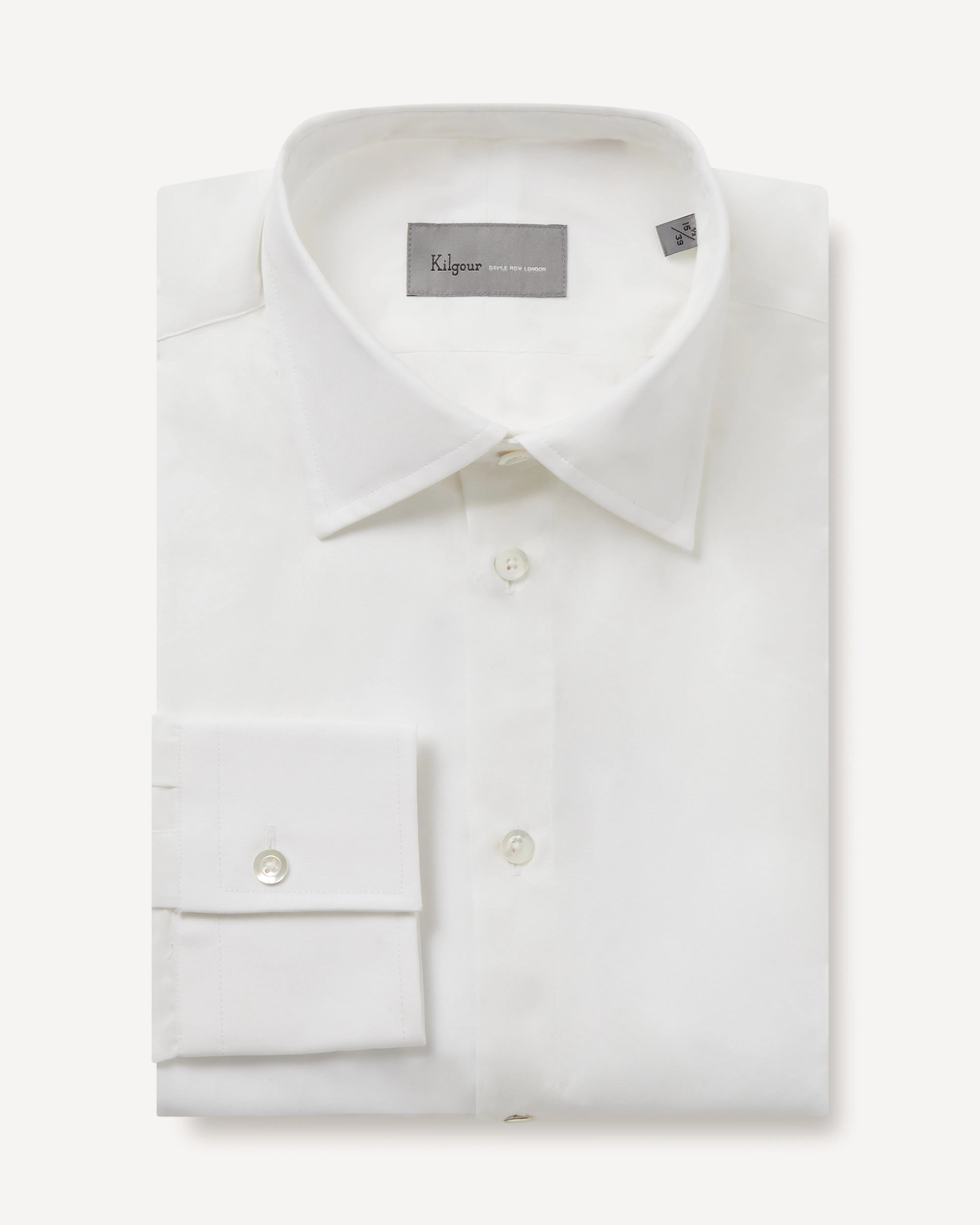KILGOUR Regular Collar Single Cuff Textured Plain White Shirt-MALFORD OF LONDON SAVILE ROW MENSWEAR OUTLET