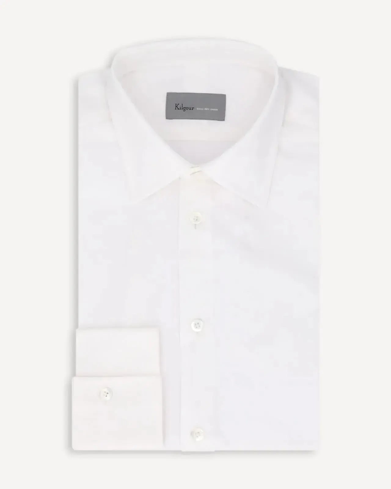 KILGOUR Regular Collar Soft Cotton White Single Cuff Shirt-MALFORD OF LONDON SAVILE ROW MENSWEAR OUTLET