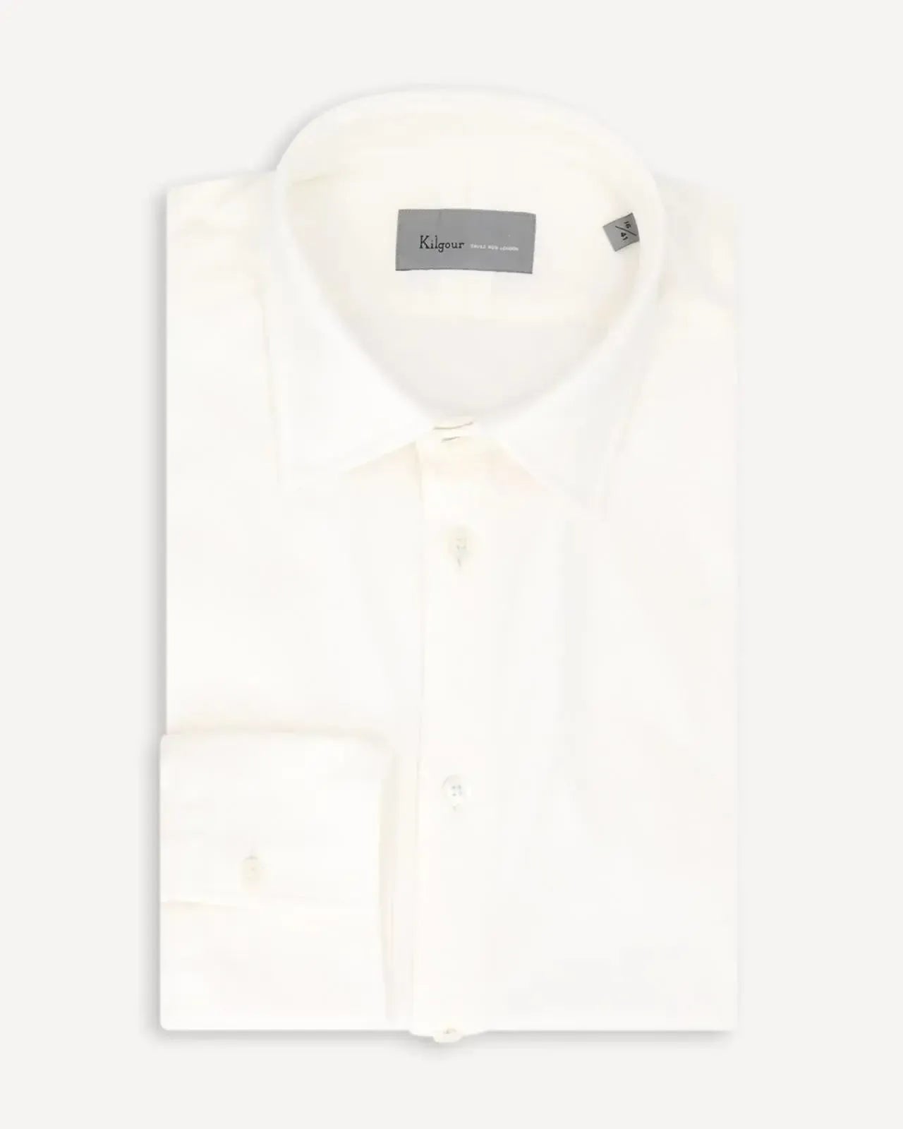 KILGOUR Regular Collar Soft Jersey Cotton Single Cuff Shirt - Ecru-MALFORD OF LONDON SAVILE ROW MENSWEAR OUTLET