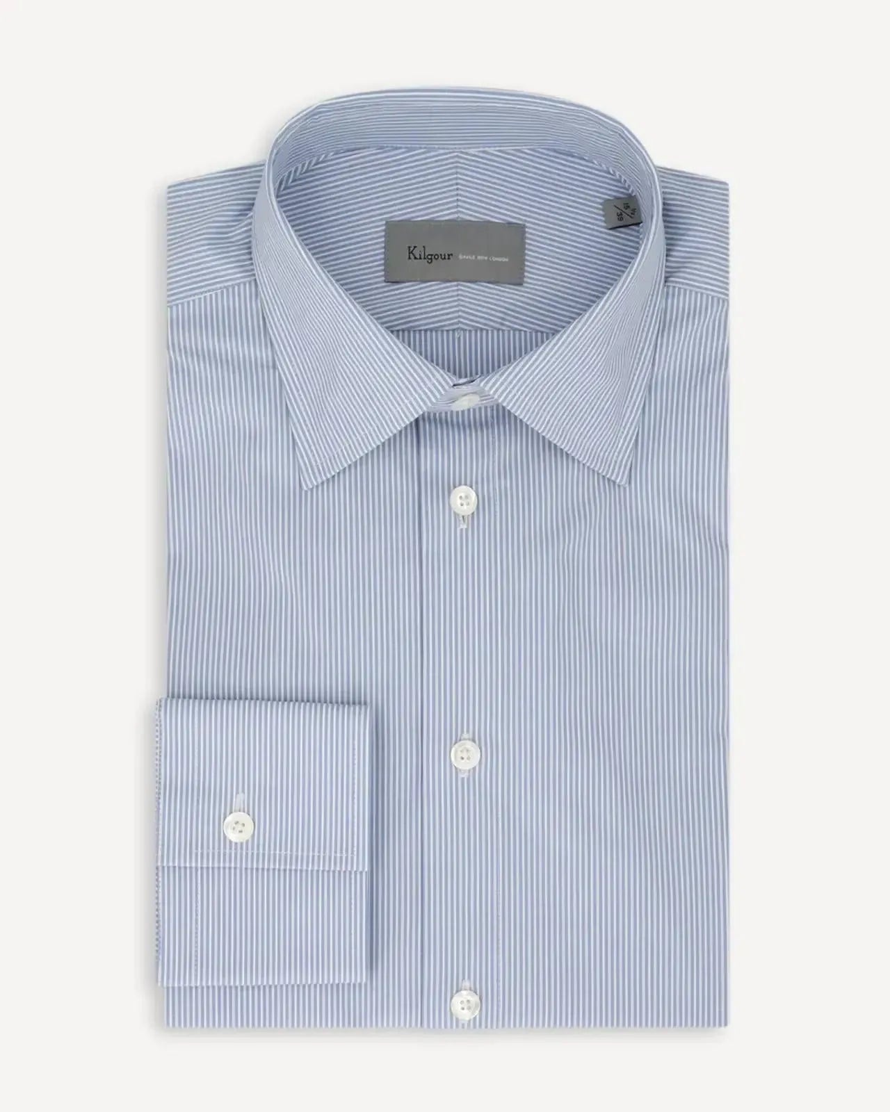 KILGOUR Regular Collar Stripe City Shirt - Sky Blue/White-MALFORD OF LONDON SAVILE ROW MENSWEAR OUTLET