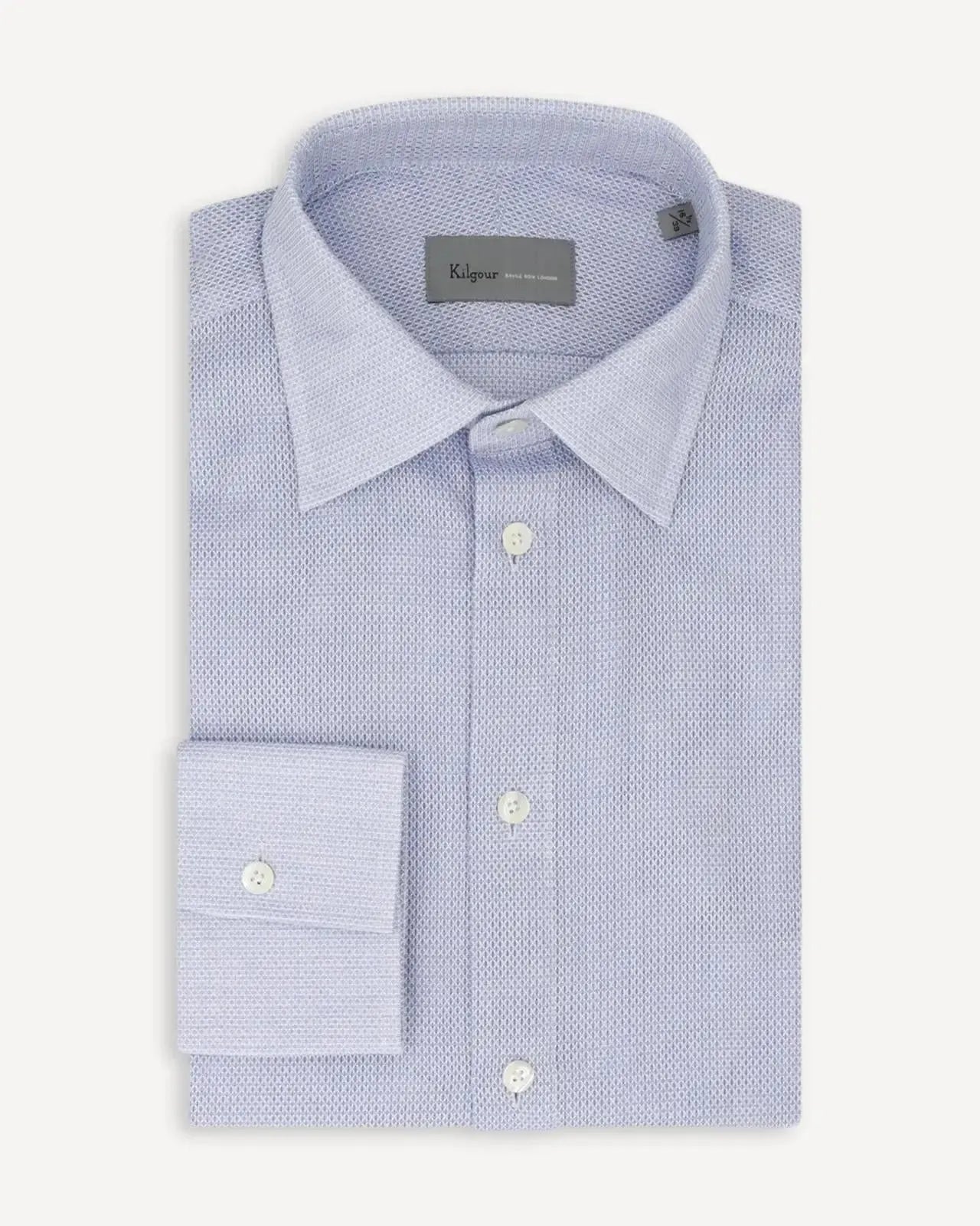 KILGOUR Regular Collar Textured Cotton Shirt - Sky Blue-MALFORD OF LONDON SAVILE ROW MENSWEAR OUTLET